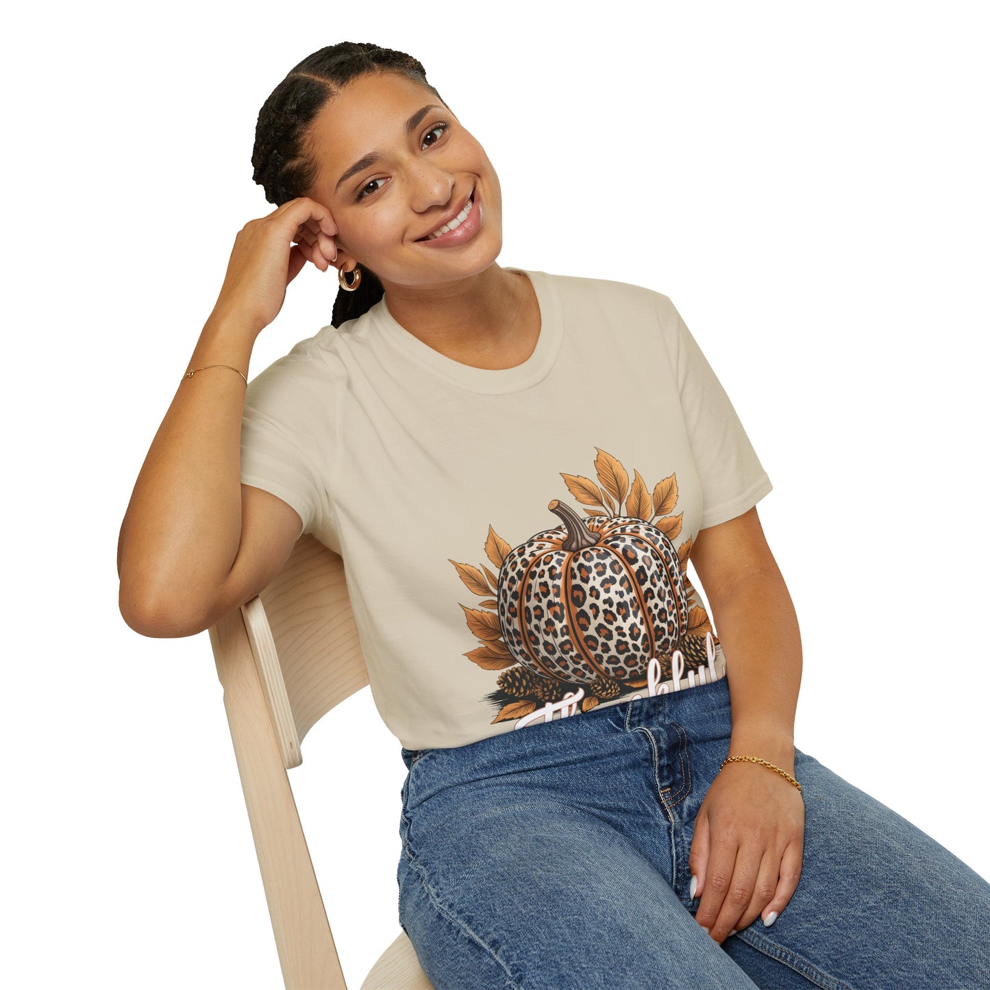 Thankful Leopard Print Pumpkin T-Shirt