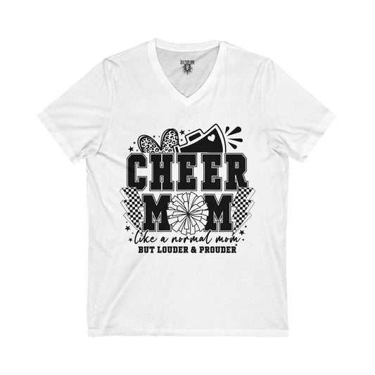 Cheer Mom Unisex V-Neck Tee, Cheerleading Top, Gift for Cheerleaders, Sports Fan T-Shirt, Mother's Day Gift, Team Spirit Apparel