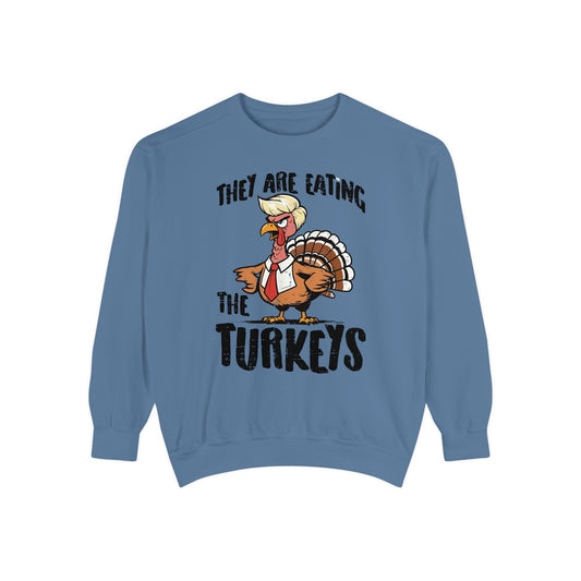 Thanksgiving Trump Humor Sweatshirt - Unisex Garment-Dyed