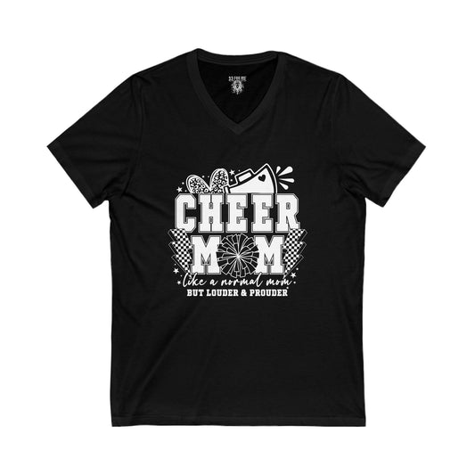 Cheer Mom V-Neck Tee, Perfect Gift for Sports Moms, Casual Wear, Cheer Competitions, Team Spirit Shirt, Fun Everyday Top