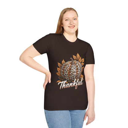 Thankful Leopard Print Pumpkin T-Shirt