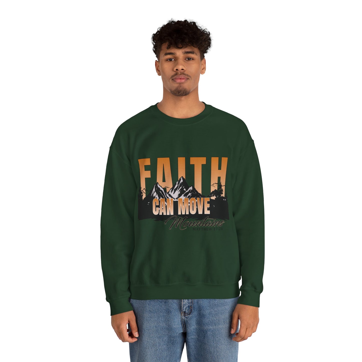 Faith Can Move Mountains Crewneck Sweatshirt - Inspirational Christian Apparel