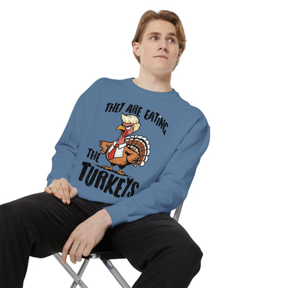 Thanksgiving Trump Humor Sweatshirt - Unisex Garment-Dyed