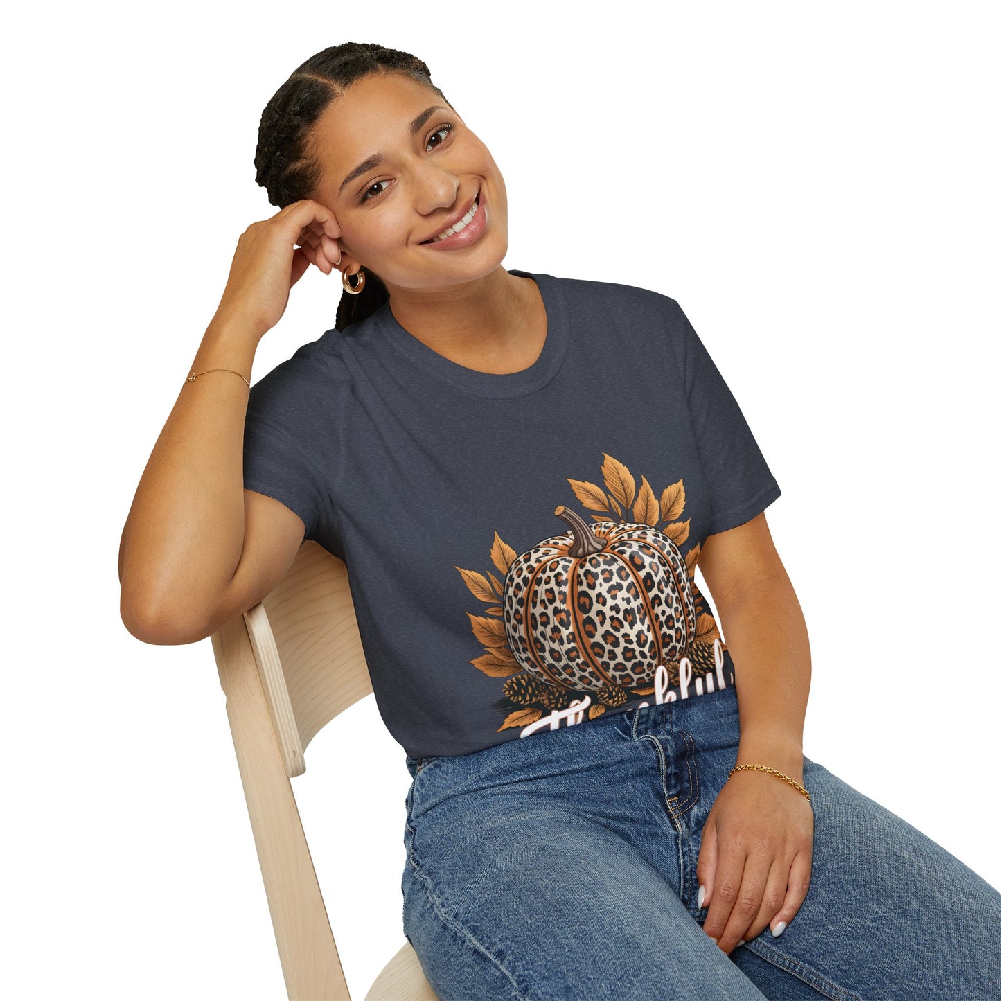 Thankful Leopard Print Pumpkin T-Shirt