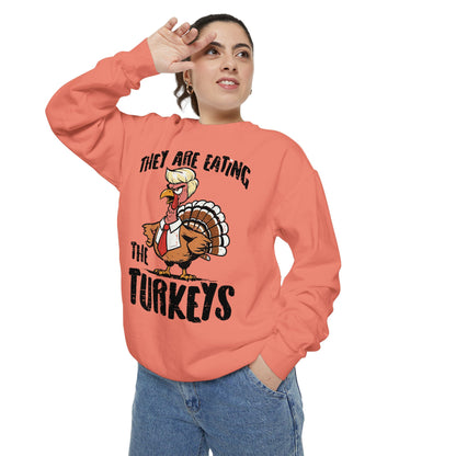 Thanksgiving Trump Humor Sweatshirt - Unisex Garment-Dyed