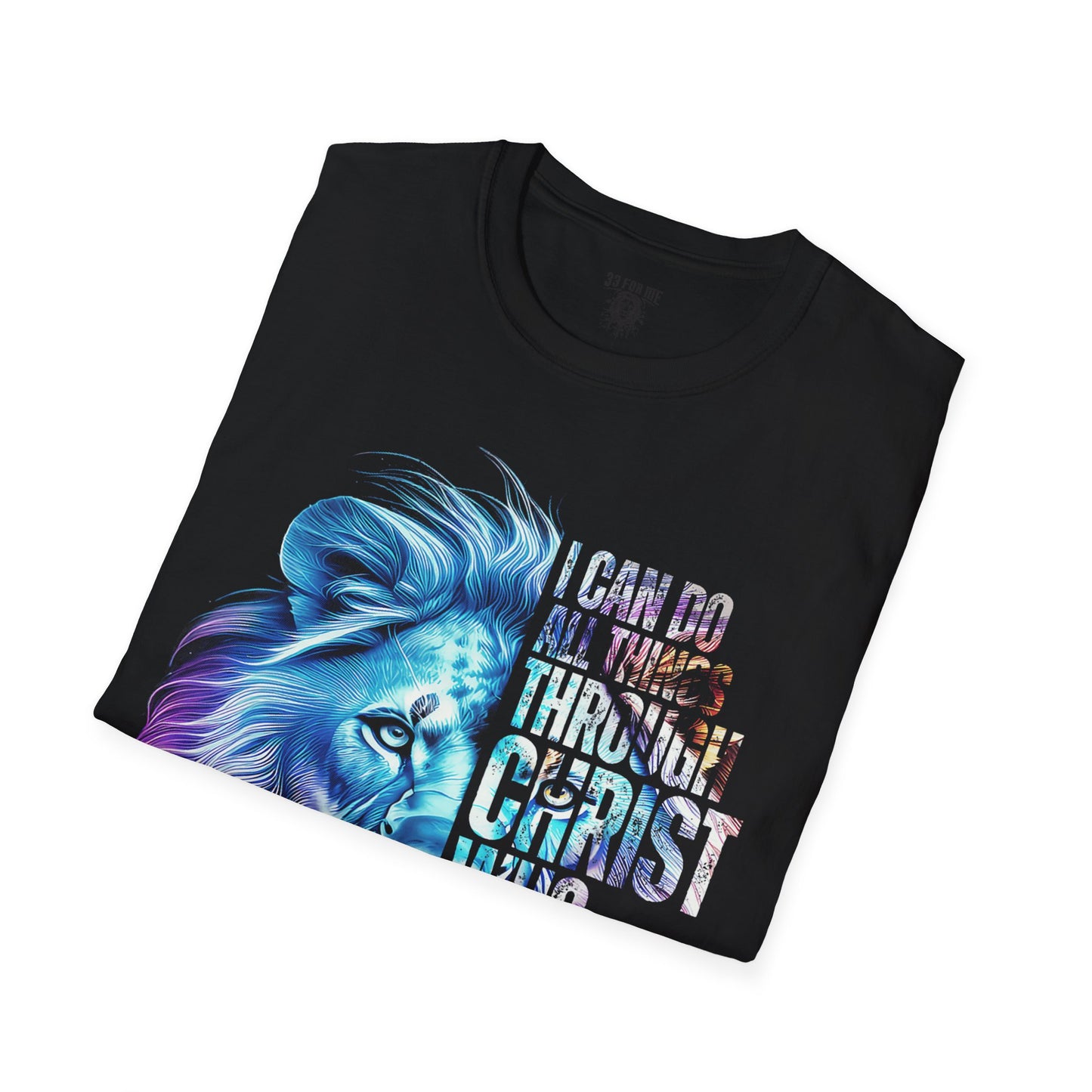 Inspirational Lion Graphic Tee - Unisex Softstyle T-Shirt for Faith & Strength, Christian Apparel, Motivational Gift, Everyday Wear