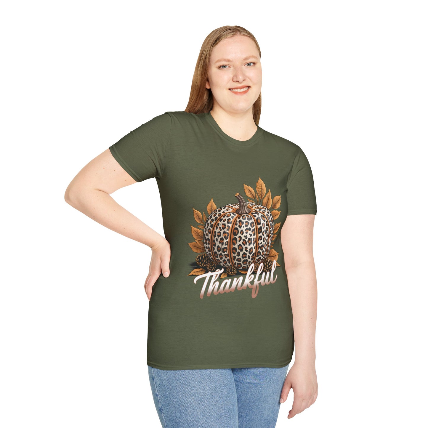 Thankful Leopard Print Pumpkin T-Shirt
