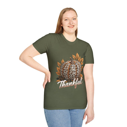 Thankful Leopard Print Pumpkin T-Shirt
