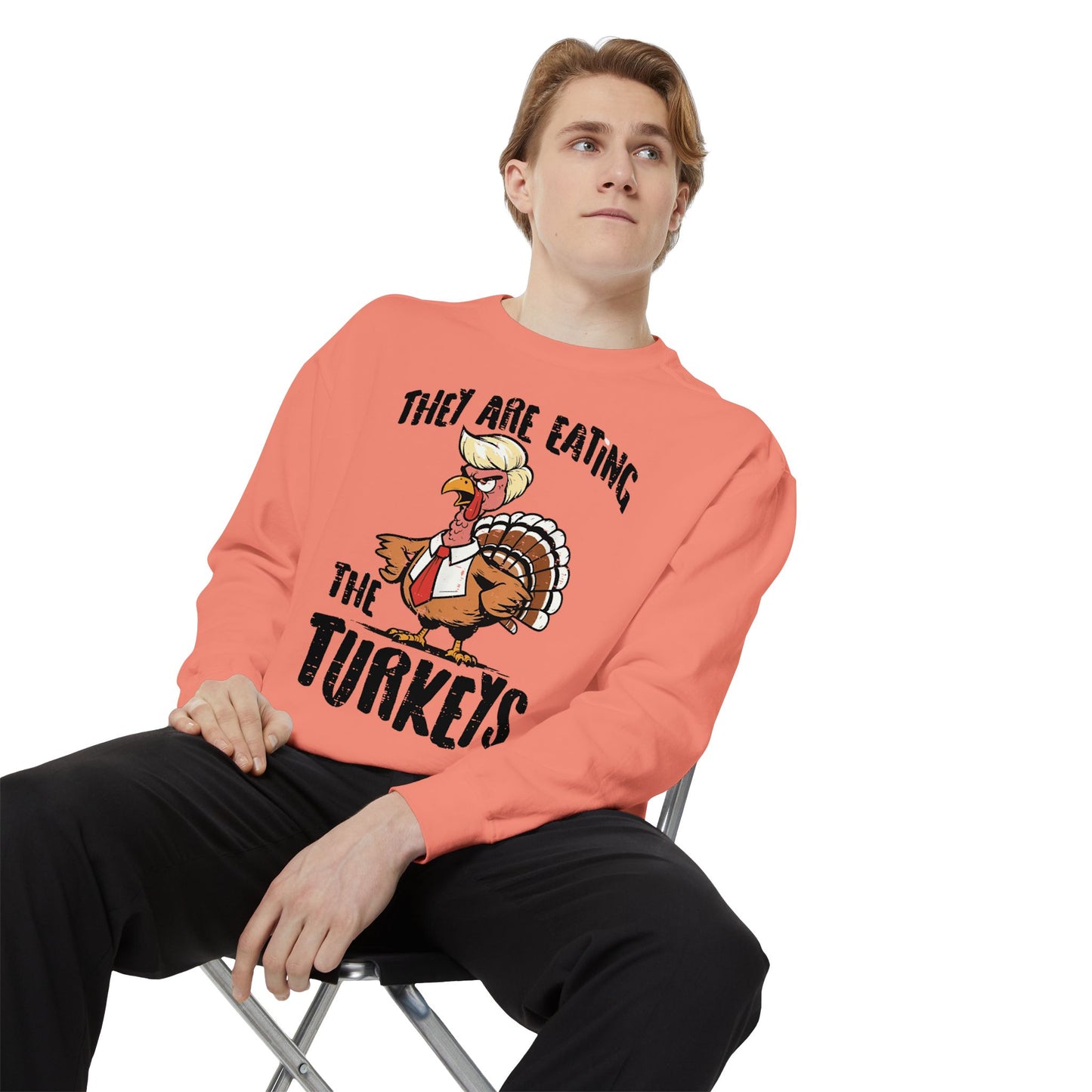 Thanksgiving Trump Humor Sweatshirt - Unisex Garment-Dyed