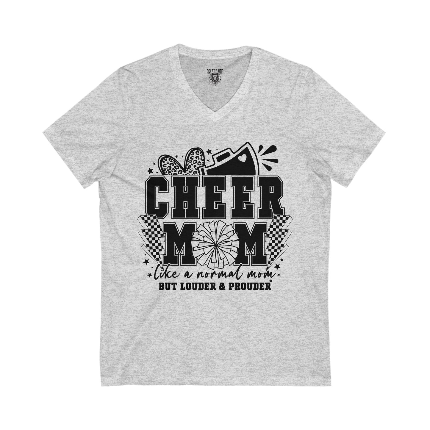 Cheer Mom Unisex V-Neck Tee, Cheerleading Top, Gift for Cheerleaders, Sports Fan T-Shirt, Mother's Day Gift, Team Spirit Apparel