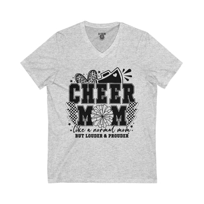 Cheer Mom Unisex V-Neck Tee, Cheerleading Top, Gift for Cheerleaders, Sports Fan T-Shirt, Mother's Day Gift, Team Spirit Apparel