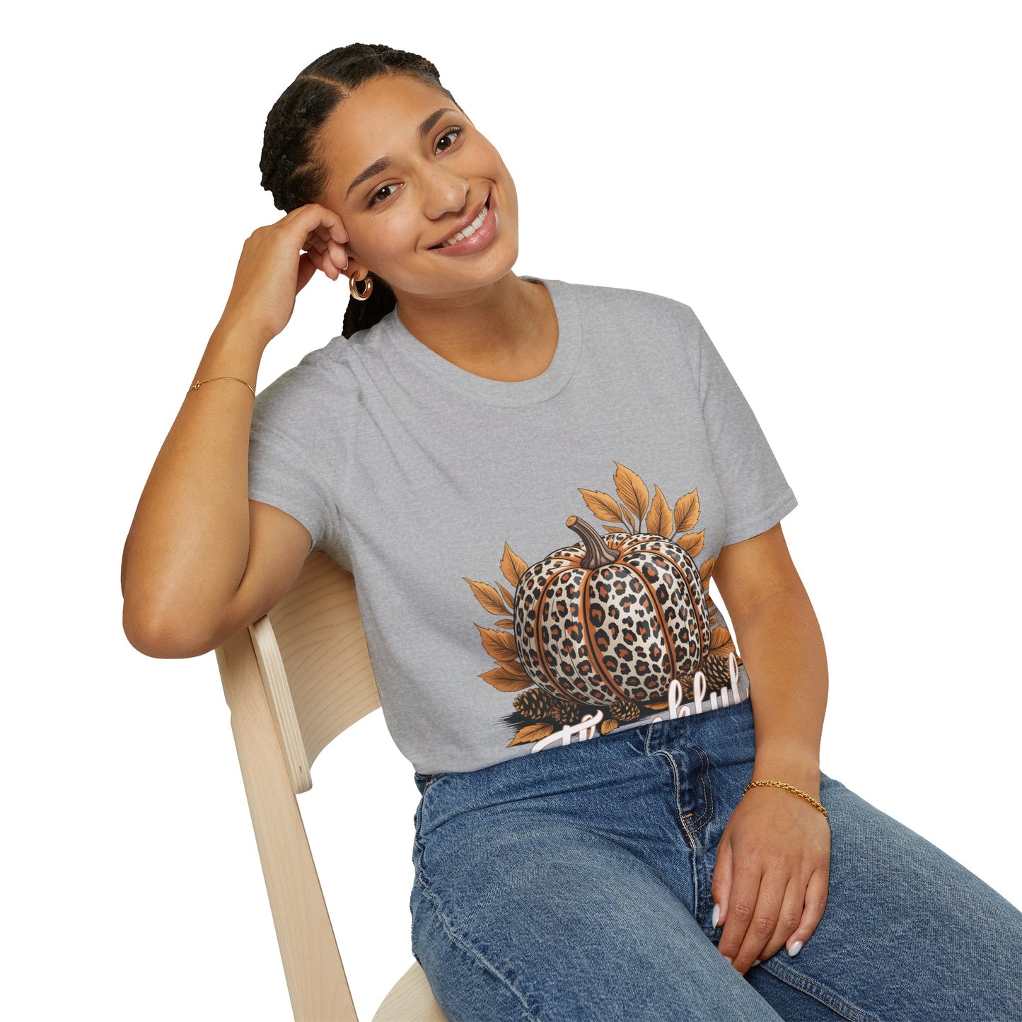 Thankful Leopard Print Pumpkin T-Shirt