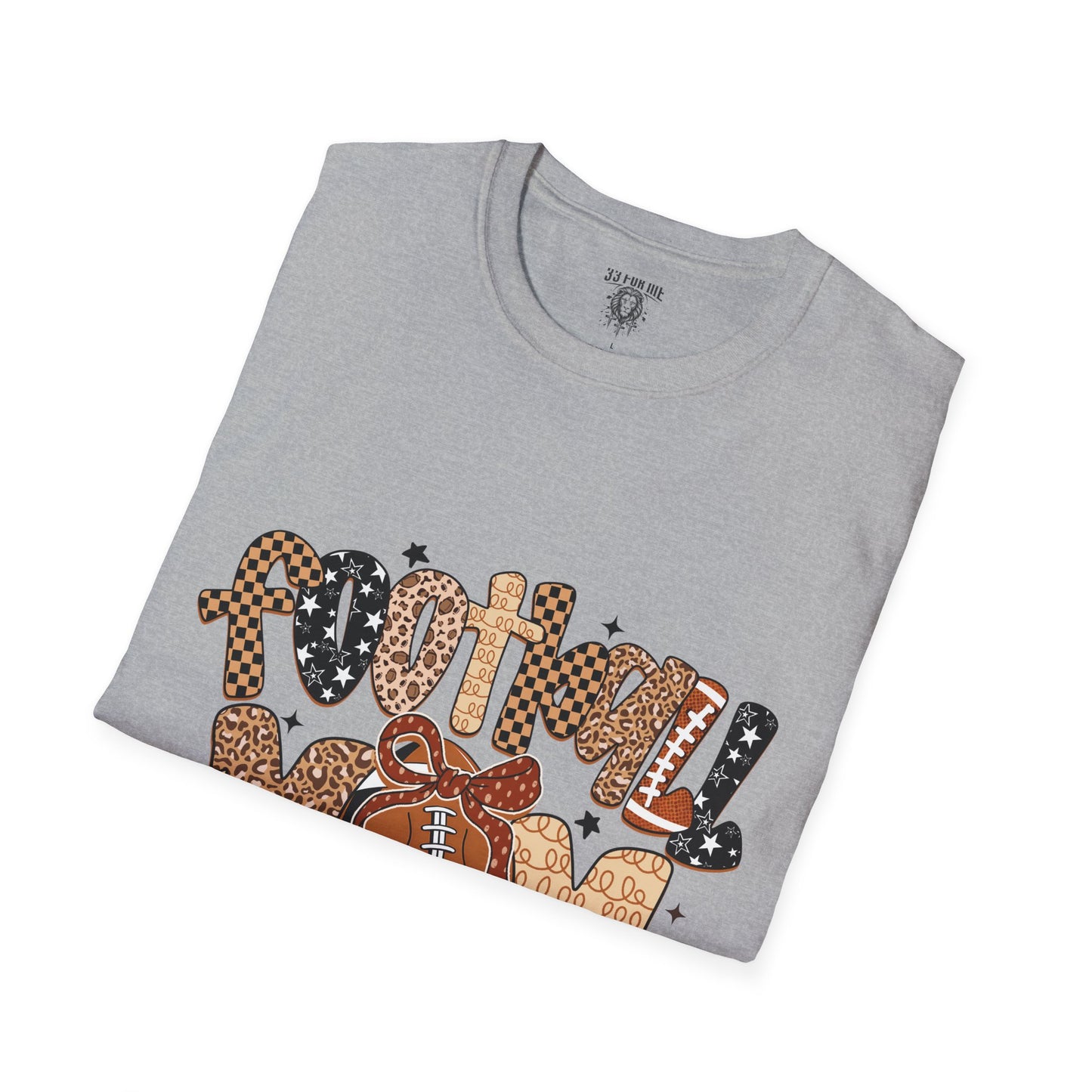 Football Mom T-Shirt, Casual Tee for Football Moms, Great for Game Day, Sports Mom Gift, Comfortable Softstyle Shirt