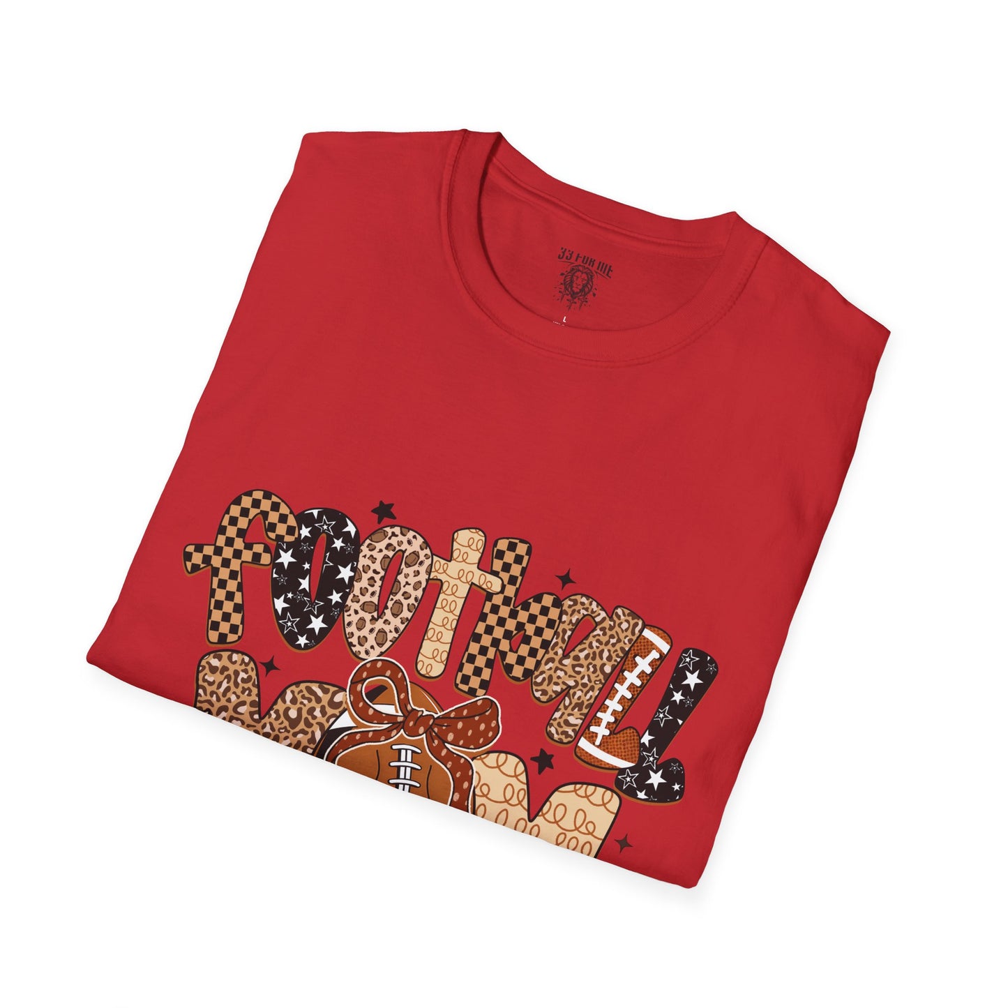 Football Mom T-Shirt, Casual Tee for Football Moms, Great for Game Day, Sports Mom Gift, Comfortable Softstyle Shirt