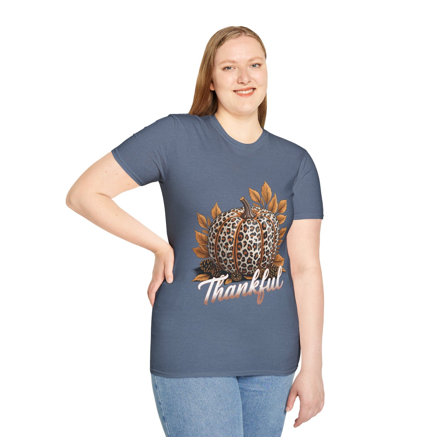 Thankful Leopard Print Pumpkin T-Shirt