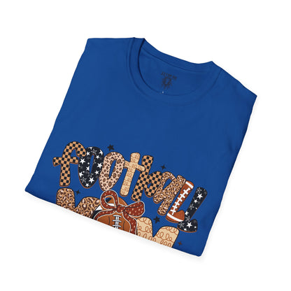 Football Mom T-Shirt, Casual Tee for Football Moms, Great for Game Day, Sports Mom Gift, Comfortable Softstyle Shirt