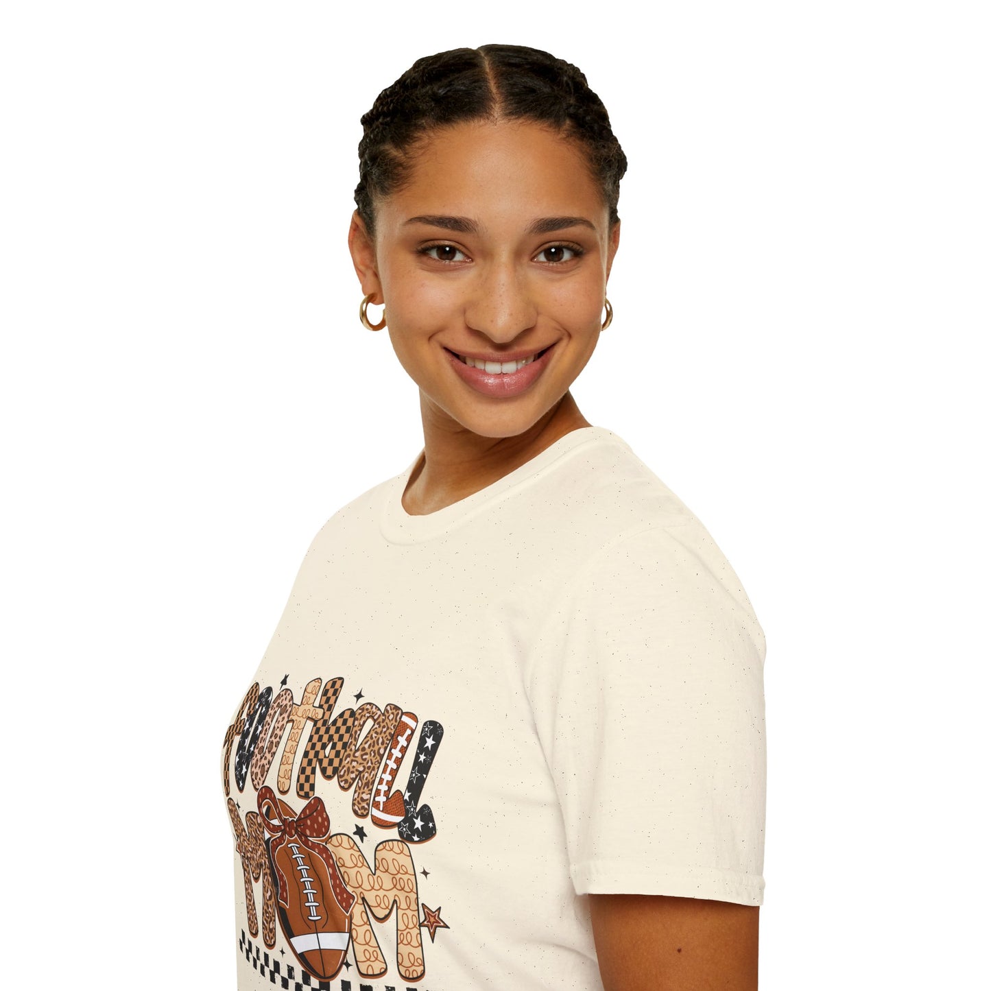 Football Mom T-Shirt, Casual Tee for Football Moms, Great for Game Day, Sports Mom Gift, Comfortable Softstyle Shirt