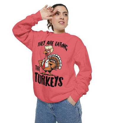 Thanksgiving Trump Humor Sweatshirt - Unisex Garment-Dyed