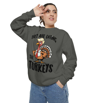 Thanksgiving Trump Humor Sweatshirt - Unisex Garment-Dyed