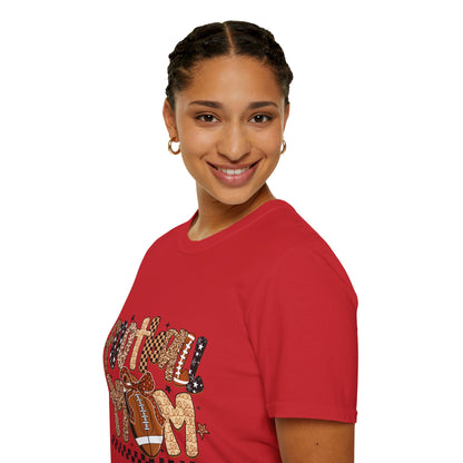 Football Mom T-Shirt, Casual Tee for Football Moms, Great for Game Day, Sports Mom Gift, Comfortable Softstyle Shirt