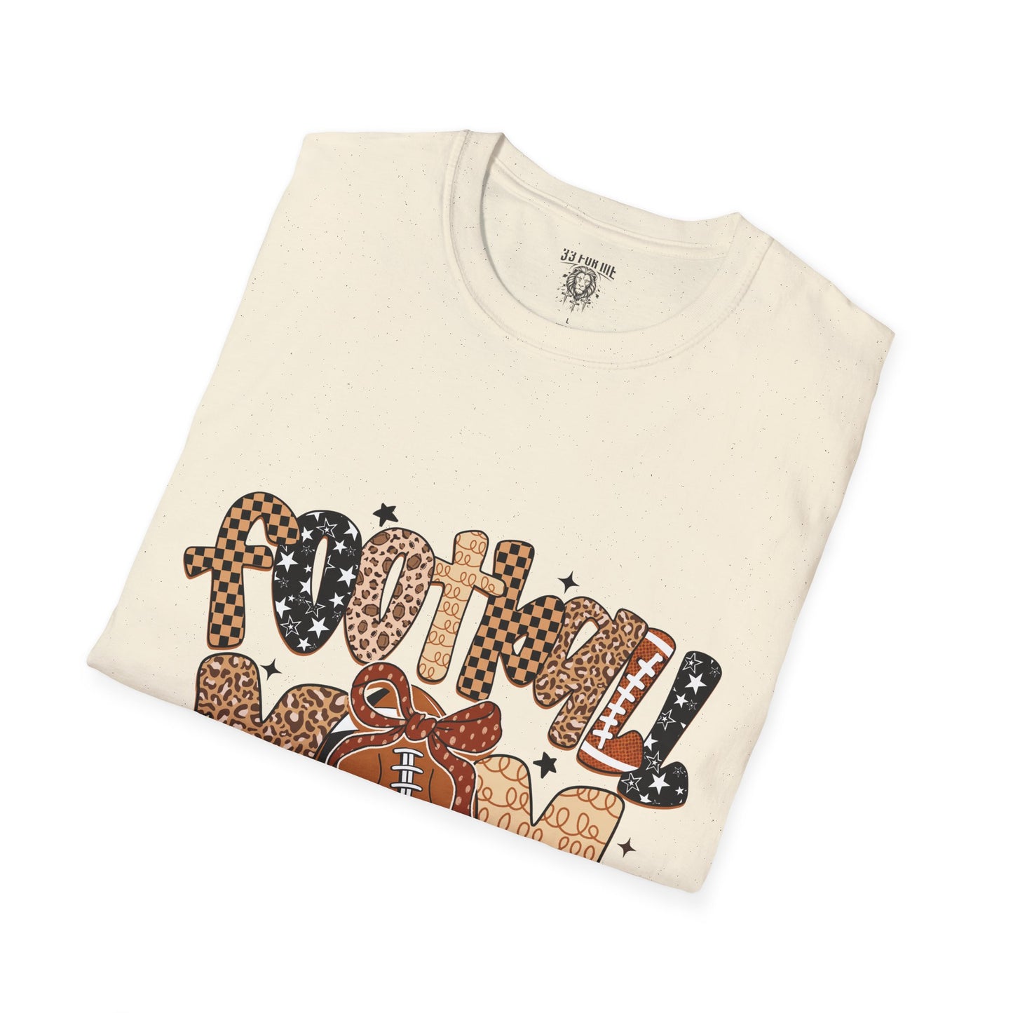 Football Mom T-Shirt, Casual Tee for Football Moms, Great for Game Day, Sports Mom Gift, Comfortable Softstyle Shirt