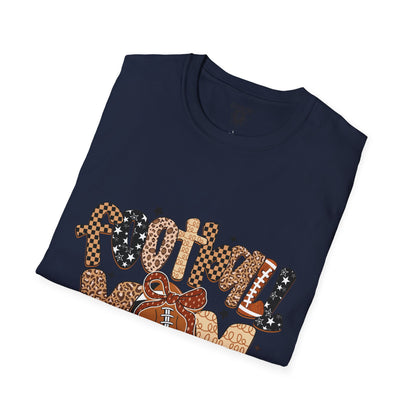 Football Mom T-Shirt, Casual Tee for Football Moms, Great for Game Day, Sports Mom Gift, Comfortable Softstyle Shirt
