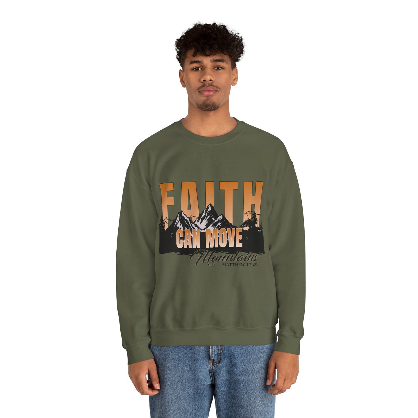Faith Can Move Mountains Crewneck Sweatshirt - Inspirational Christian Apparel