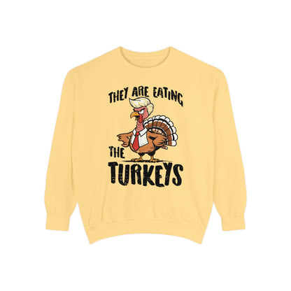 Thanksgiving Trump Humor Sweatshirt - Unisex Garment-Dyed