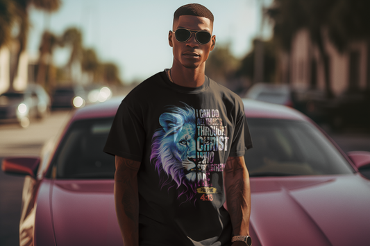 Inspirational Lion Graphic Tee - Unisex Softstyle T-Shirt for Faith & Strength, Christian Apparel, Motivational Gift, Everyday Wear