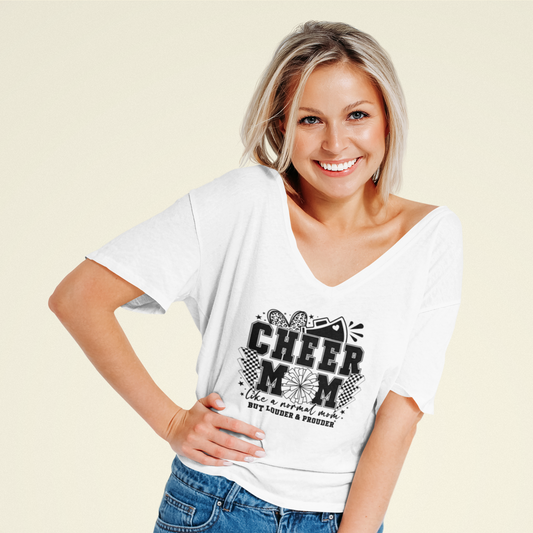 Cheer Mom Unisex V-Neck Tee, Cheerleading Top, Gift for Cheerleaders, Sports Fan T-Shirt, Mother's Day Gift, Team Spirit Apparel