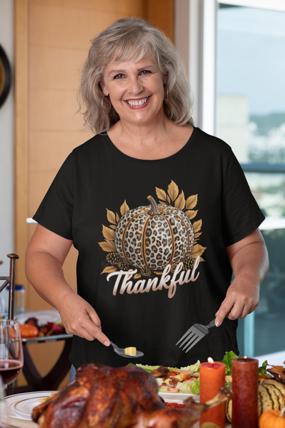 Thankful Leopard Print Pumpkin T-Shirt