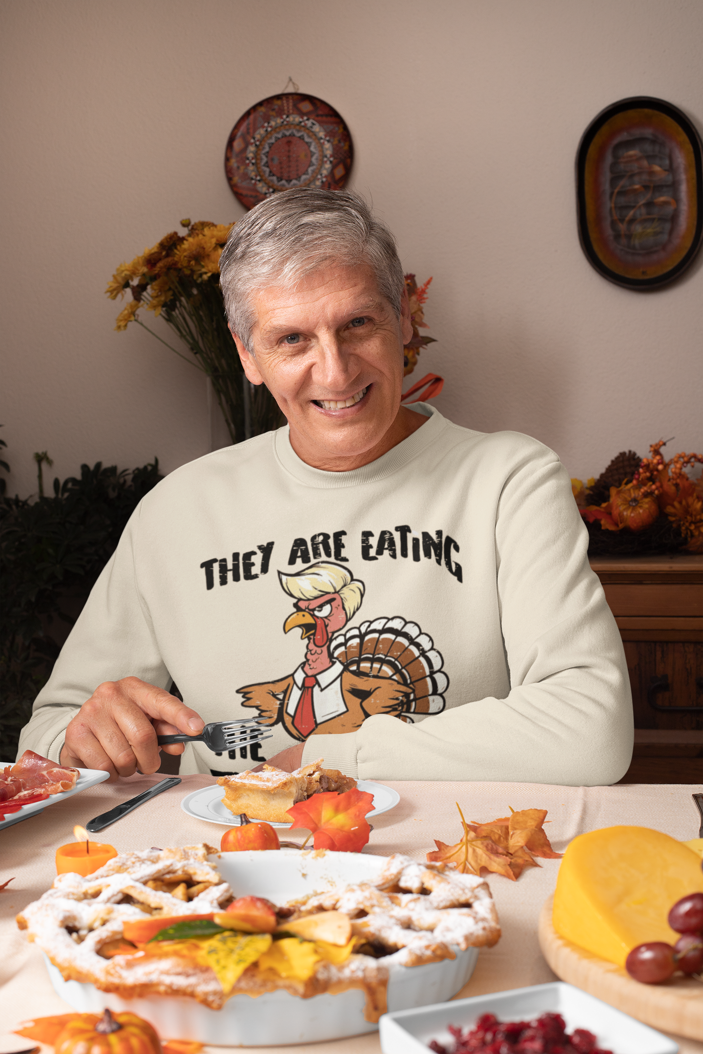 Thanksgiving Trump Humor Sweatshirt - Unisex Garment-Dyed