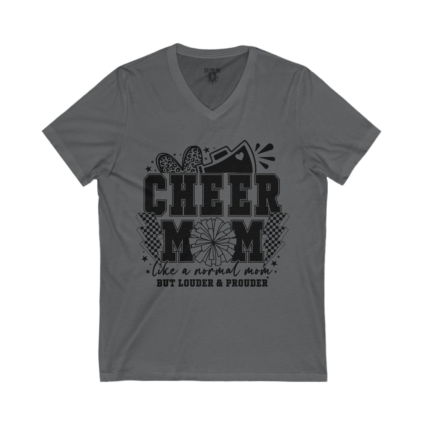 Cheer Mom Unisex V-Neck Tee, Cheerleading Top, Gift for Cheerleaders, Sports Fan T-Shirt, Mother's Day Gift, Team Spirit Apparel