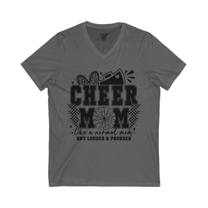 Cheer Mom Unisex V-Neck Tee, Cheerleading Top, Gift for Cheerleaders, Sports Fan T-Shirt, Mother's Day Gift, Team Spirit Apparel