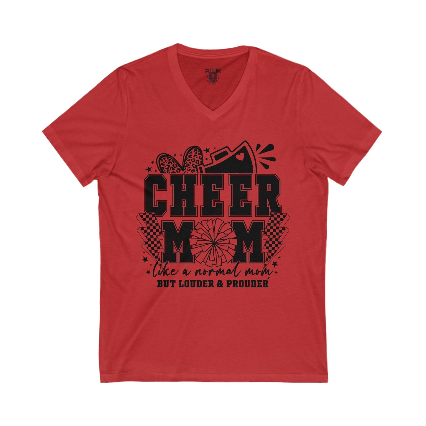 Cheer Mom Unisex V-Neck Tee, Cheerleading Top, Gift for Cheerleaders, Sports Fan T-Shirt, Mother's Day Gift, Team Spirit Apparel