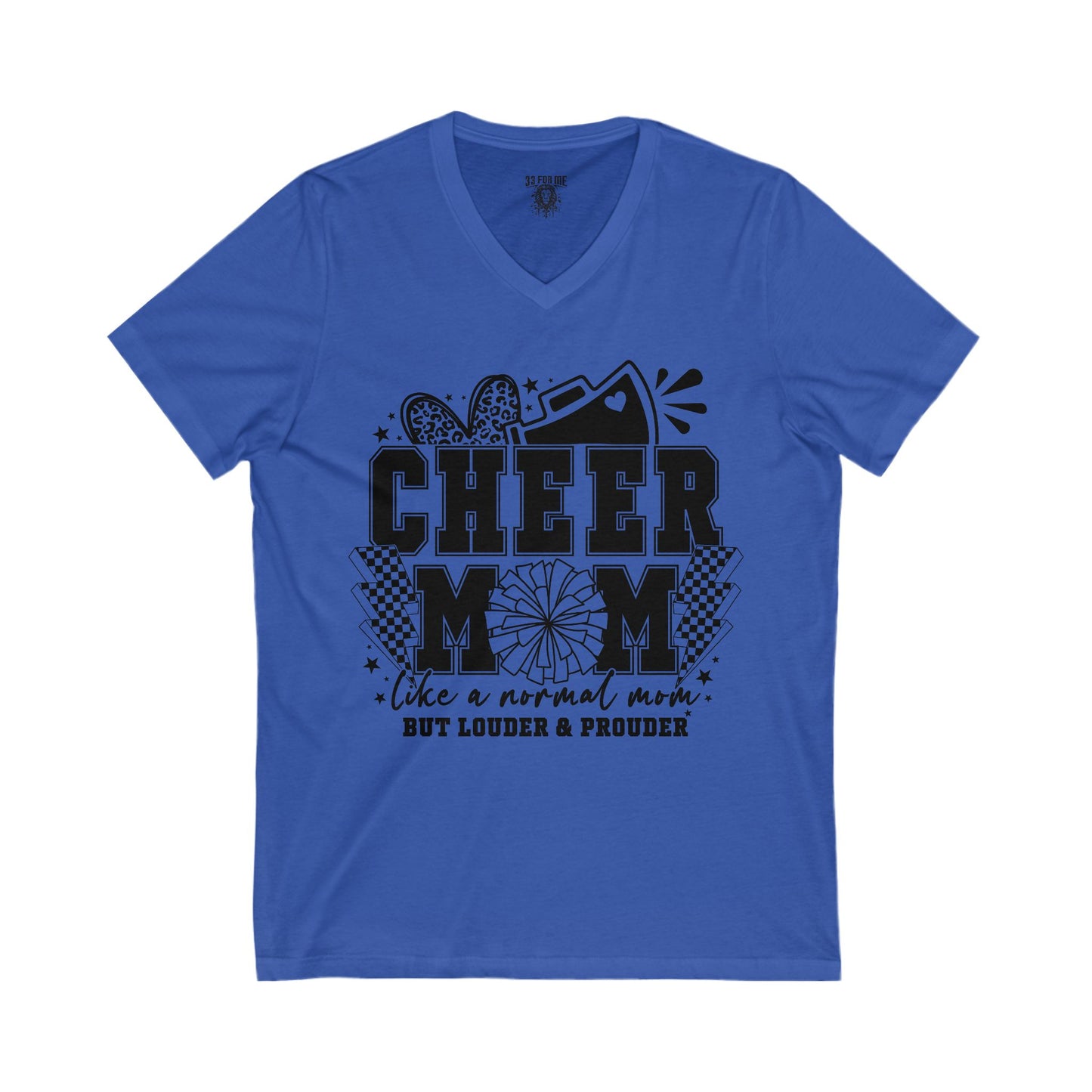 Cheer Mom Unisex V-Neck Tee, Cheerleading Top, Gift for Cheerleaders, Sports Fan T-Shirt, Mother's Day Gift, Team Spirit Apparel