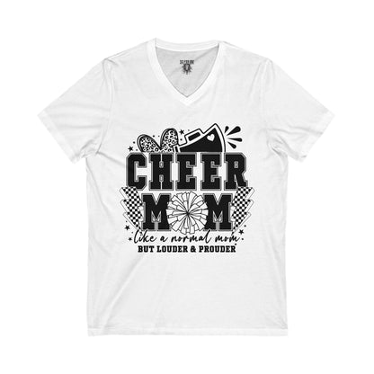 Cheer Mom Unisex V-Neck Tee, Cheerleading Top, Gift for Cheerleaders, Sports Fan T-Shirt, Mother's Day Gift, Team Spirit Apparel