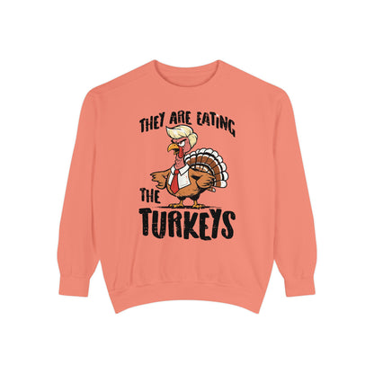 Thanksgiving Trump Humor Sweatshirt - Unisex Garment-Dyed