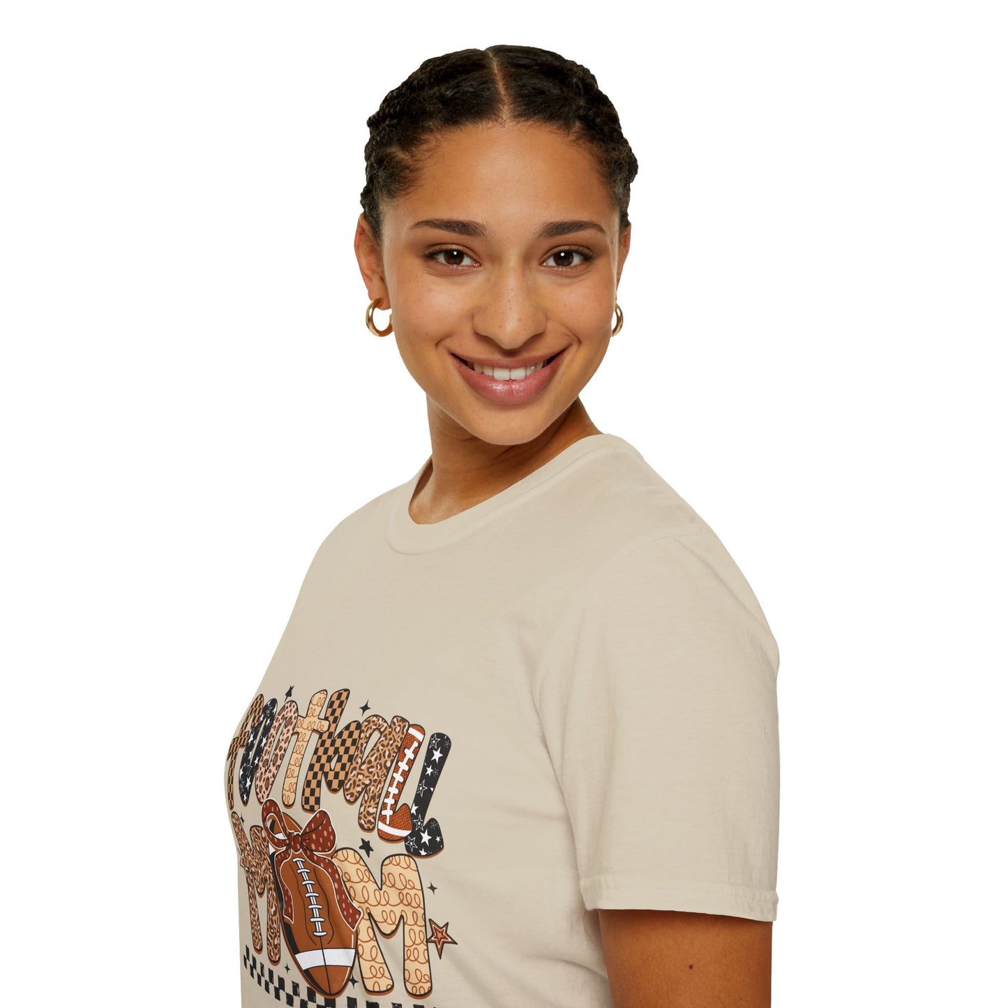 Football Mom T-Shirt, Casual Tee for Football Moms, Great for Game Day, Sports Mom Gift, Comfortable Softstyle Shirt