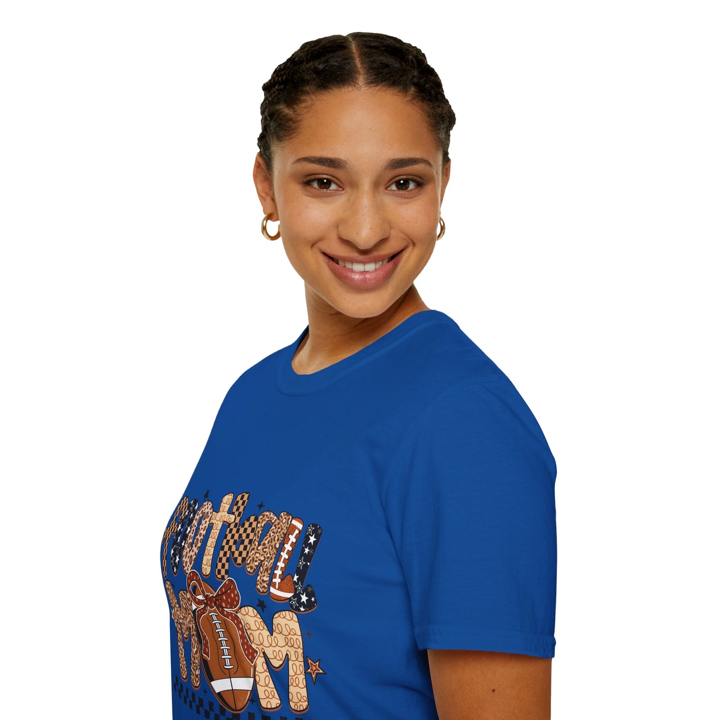 Football Mom T-Shirt, Casual Tee for Football Moms, Great for Game Day, Sports Mom Gift, Comfortable Softstyle Shirt