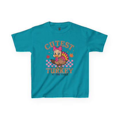 Cute Kids Thanksgiving Tee - 'Cutest Turkey at the Table'