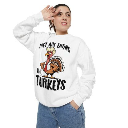 Thanksgiving Trump Humor Sweatshirt - Unisex Garment-Dyed