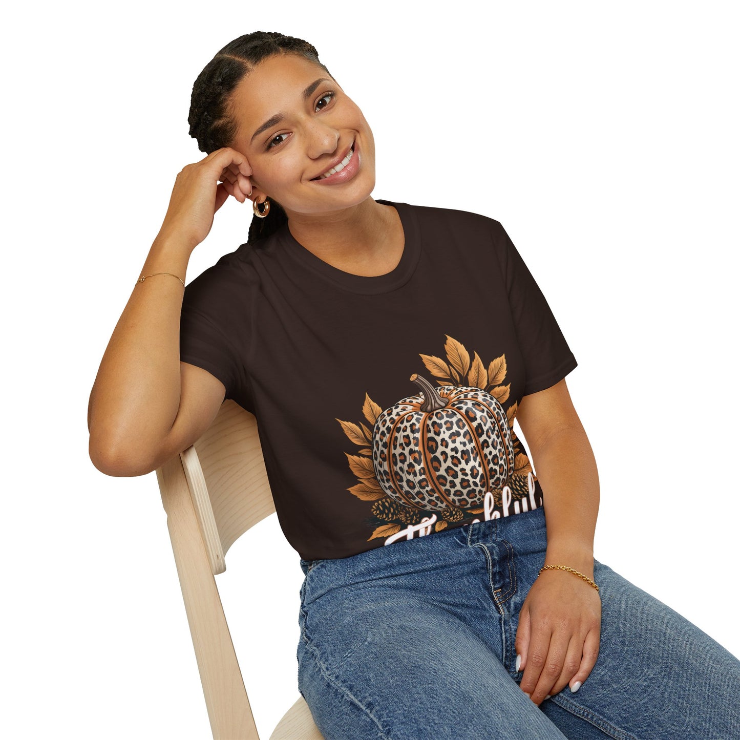 Thankful Leopard Print Pumpkin T-Shirt