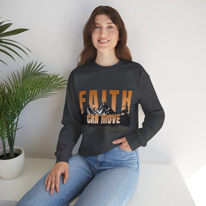 Faith Can Move Mountains Crewneck Sweatshirt - Inspirational Christian Apparel