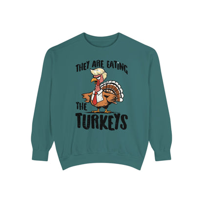 Thanksgiving Trump Humor Sweatshirt - Unisex Garment-Dyed