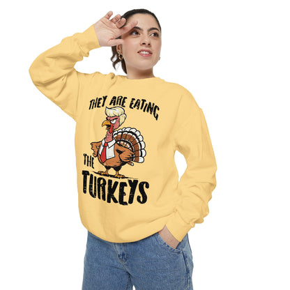 Thanksgiving Trump Humor Sweatshirt - Unisex Garment-Dyed
