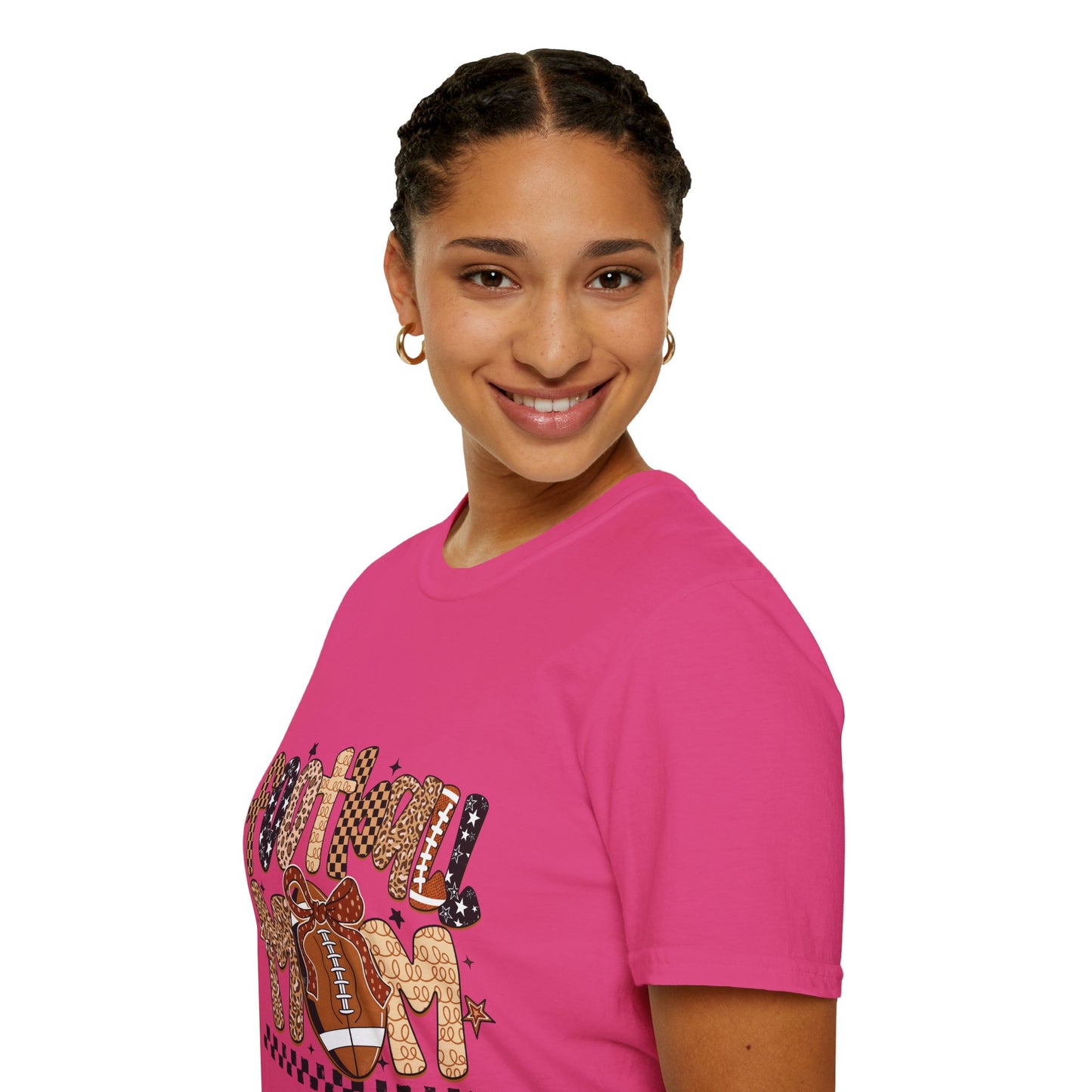 Football Mom T-Shirt, Casual Tee for Football Moms, Great for Game Day, Sports Mom Gift, Comfortable Softstyle Shirt
