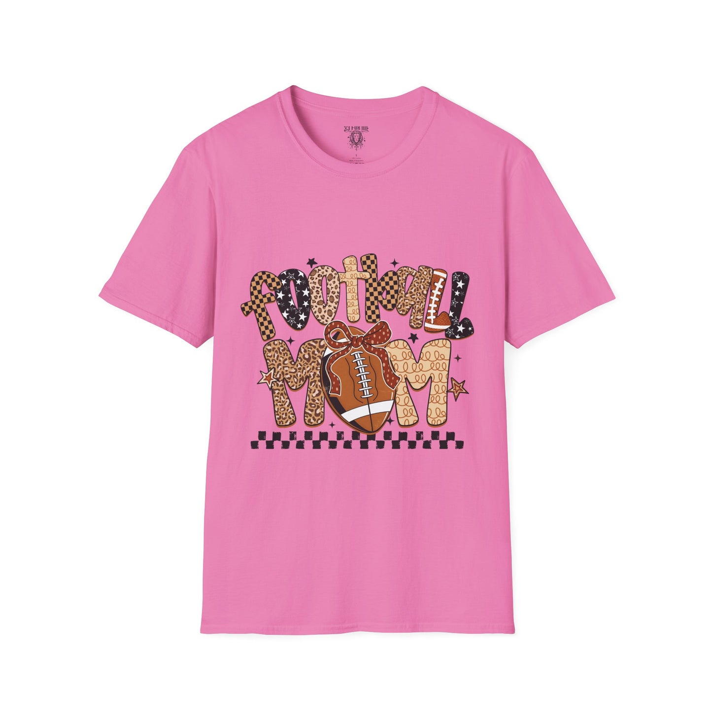 Football Mom T-Shirt, Casual Tee for Football Moms, Great for Game Day, Sports Mom Gift, Comfortable Softstyle Shirt