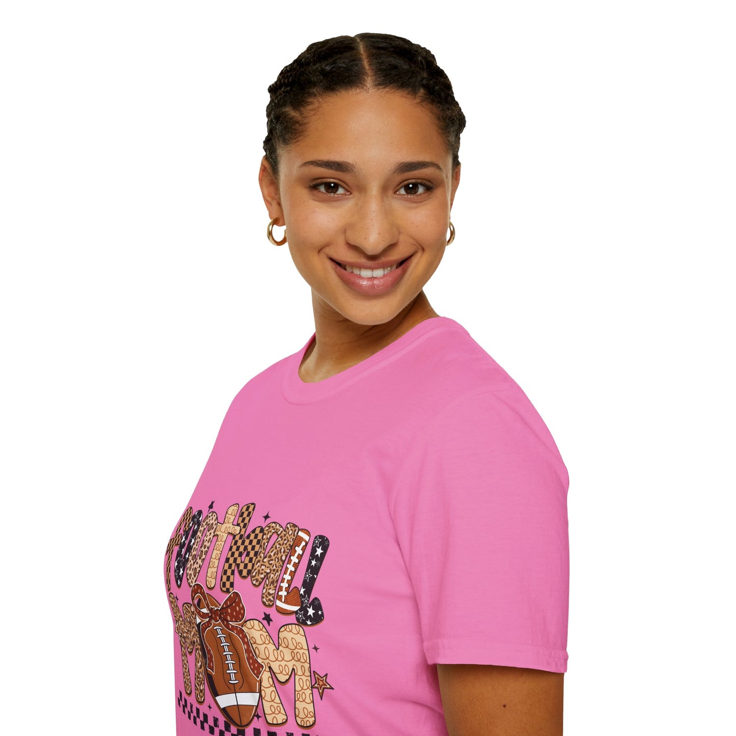 Football Mom T-Shirt, Casual Tee for Football Moms, Great for Game Day, Sports Mom Gift, Comfortable Softstyle Shirt