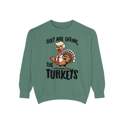 Thanksgiving Trump Humor Sweatshirt - Unisex Garment-Dyed